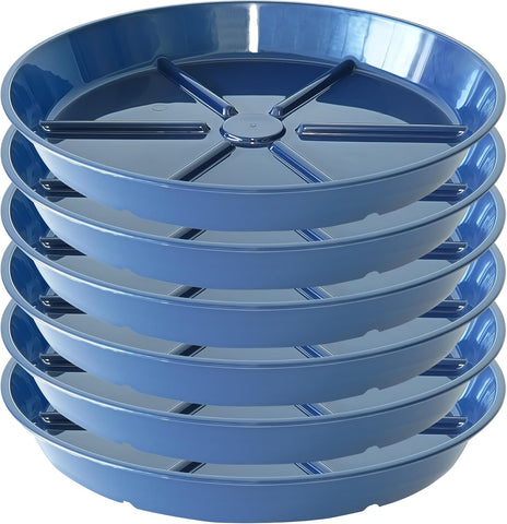 Plant Saucer Pot Tray 6 inch, 6 Packs Flower Planter Saucers and Drip Trays, Blue