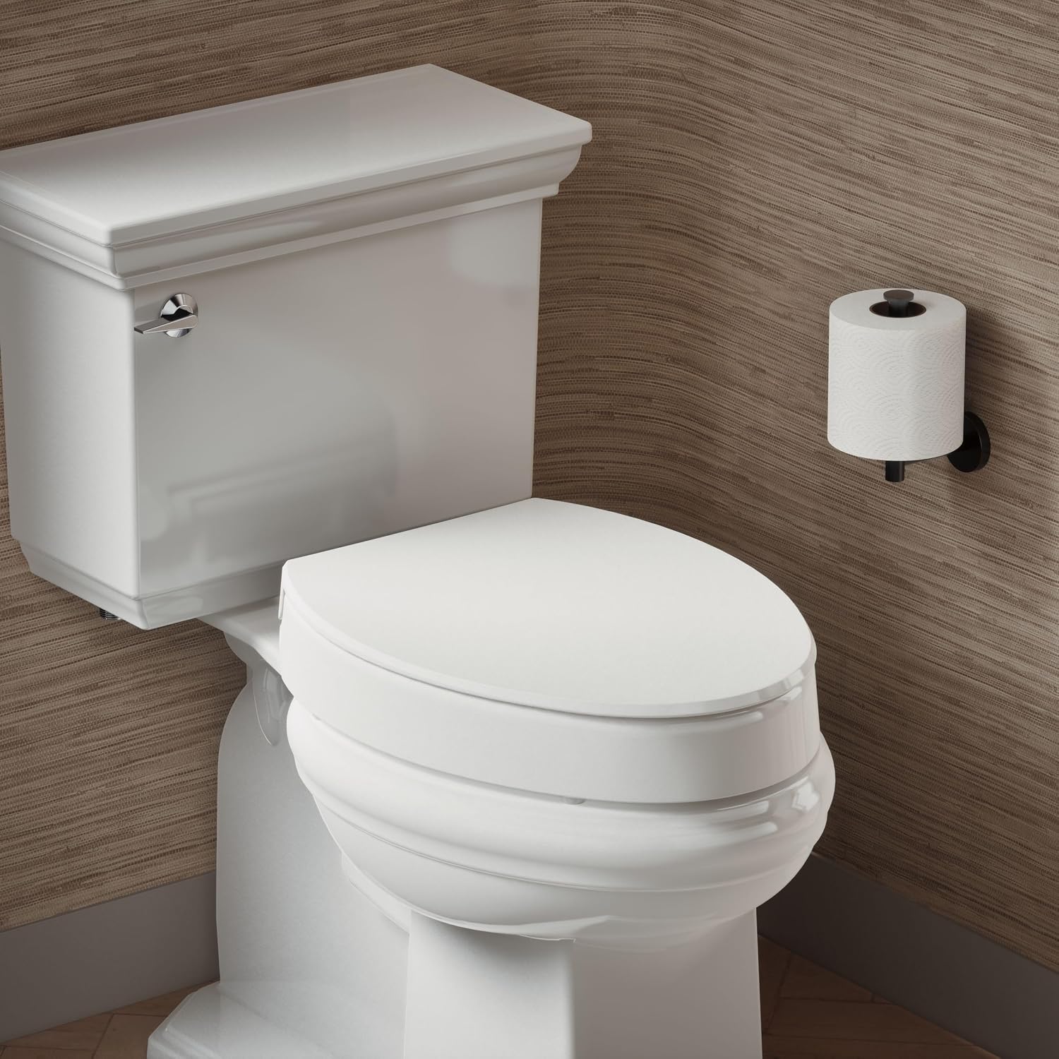 KOHLER 25875-0 Hyten 3" Height, Elevated Soft Close Elongated Toilet Seat, Contoured Seat with Grip-Tight Bumpers, Quick-Attach Hardware, No Slam Toilet Seat, White