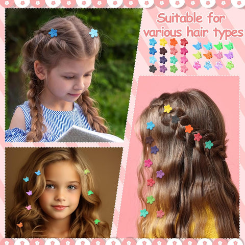 112 Pcs Baby Hair Clips - 28 Color Mini Flower and Butterfly Clips for Girls, Toddlers - Small Claw Clips With Organizer Box - Cute Hair Accessories