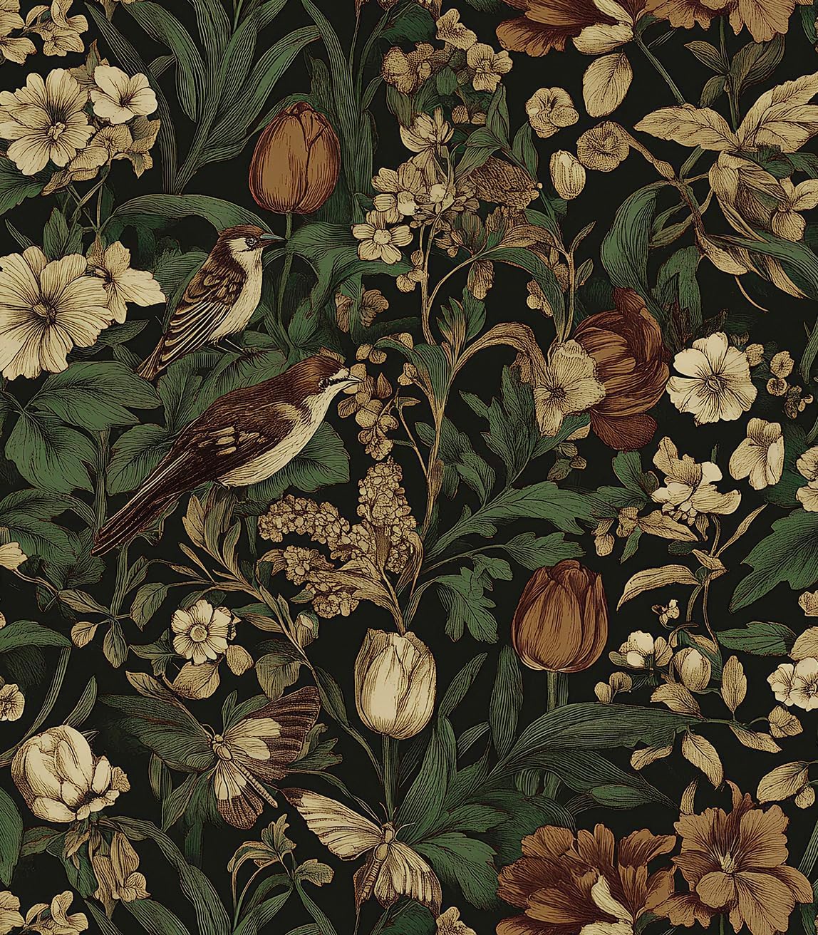 Erfoni Retro Floral and Bird Contact Paper Vintage Peel and Stick Wallpaper