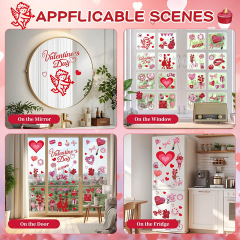 Holiday Window Clings for Home Decorations (Romantic)