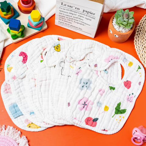 Zainpe 6Pcs Snap Muslin Cotton Baby Bibs