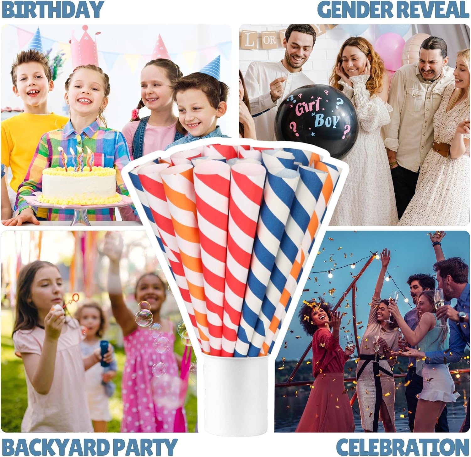 Cotton Candy Cones 50 Pack Parade Theme - Candy Park Multicolor Paper Cones, For Cotton Candy Machines & Candy Floss Sugar, Party Supplies for Birthday, Carnival, Celebrartions & Consession Stand