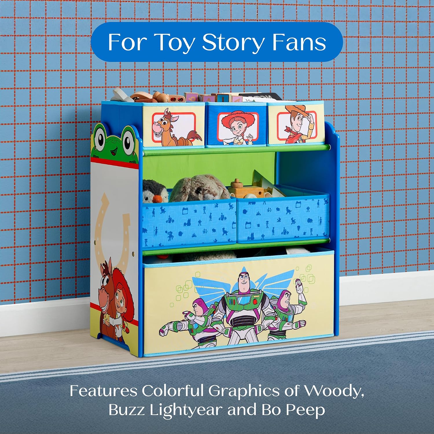 Delta Children - Toy Story Design & Store 6 Bin Toy Storage Organizer - Greenguard Gold Certified, Blue