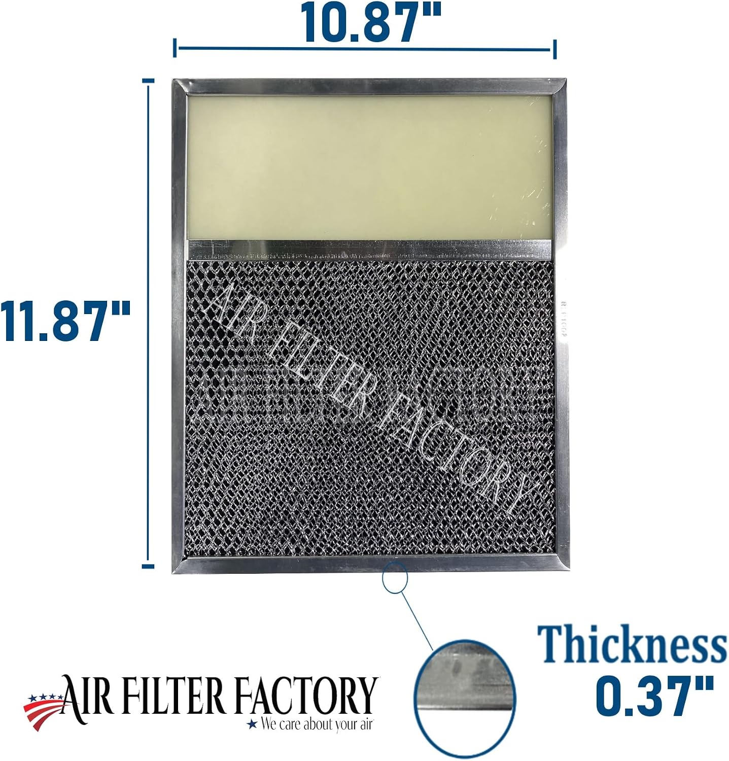 Air Filter Factory Range Hood Combo Lens Filter – Aluminum Mesh Grease & Charcoal Odor Filter 10-7/8" x 11-7/8" x 7/16" Replacement – 2 Pack