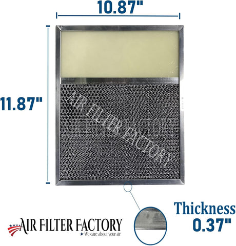 Air Filter Factory Range Hood Combo Lens Filter – Aluminum Mesh Grease & Charcoal Odor Filter 10-7/8" x 11-7/8" x 7/16" Replacement – 2 Pack