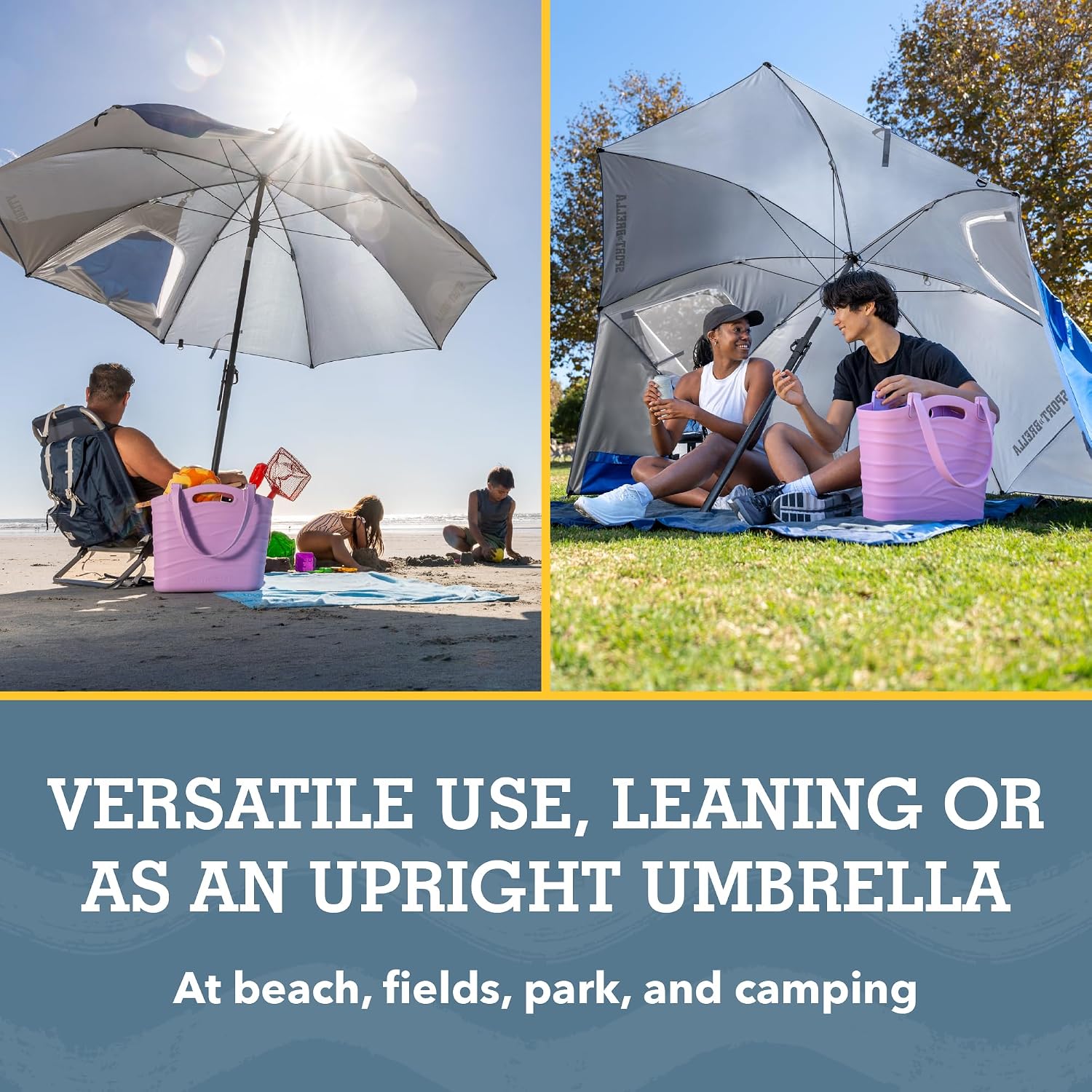 Sport-Brella Premiere UPF 50+ Protection Umbrella Shelter with Patented Side Panels and Tilt Mechanism, Heavy-Duty 1.25 Inch Center Pole, Auger Anchor for Sand and Grass