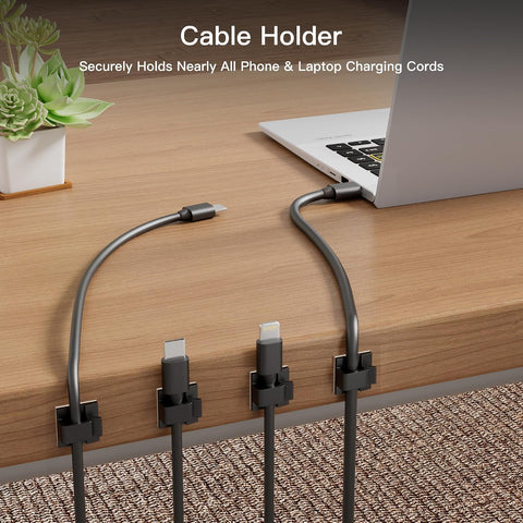 30 Pcs Small Black Adhesive Cable Clips for Cord Management Under Desk Nightstand Phone PC Charger Plug Speaker TV Cord Holder Keeper Hook Wall Wire Organizer Car Dash Cam Ethernet Christmas Light