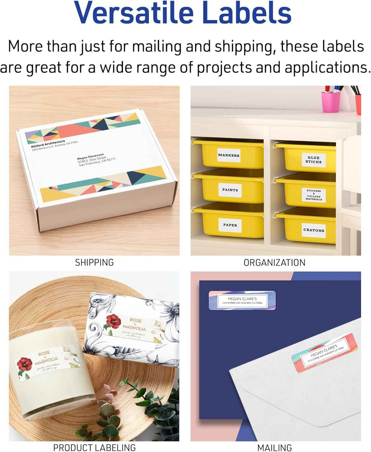 Avery® Easy Peel® Printable Address Labels, Sure Feed® Technology, 1" x 2-5/8" Customizable Stickers, White, 3,750 Blank Mailing Labels, Great for Mailing, Shipping, and More (5-Pack of 5260)