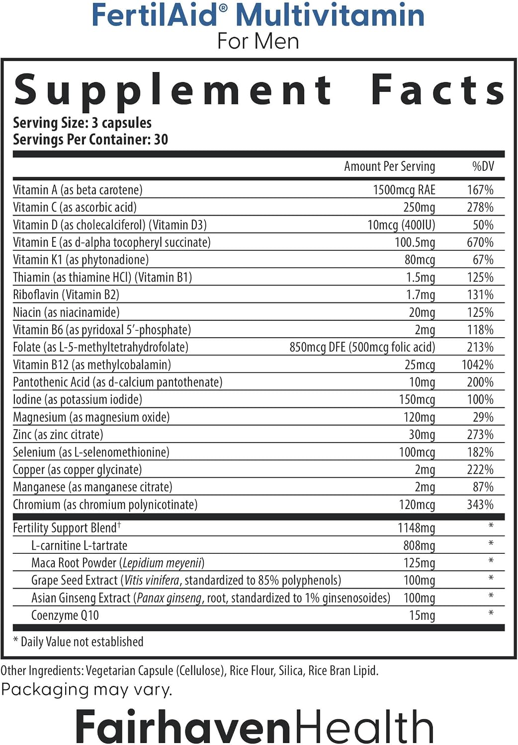 Fairhaven Health FertilAid Multivitamin, MotilityBoost & CountBoost Combo