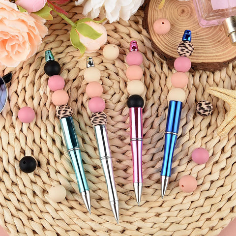 ASTARON 100 Pcs 15mm Dusy Pink Black Silicone Beads for Keychain Making