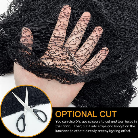 4 Pack Halloween Creepy Cloths, Scary Spooky Cloth Creepy Gauze, 30 x 120inch Freaky Loose Weave Creepy Cloth, Decoration for Haunted Houses Props Halloween Wall Outdoor Indoor Decor (Black)