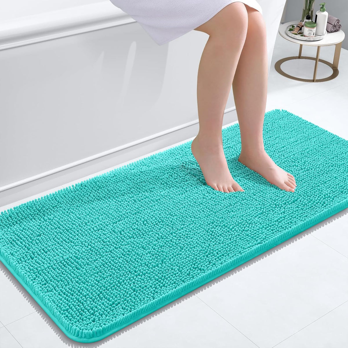 OLANLY Bathroom Runner Rugs 47x20, Extra Soft Absorbent Chenille Bath Rugs