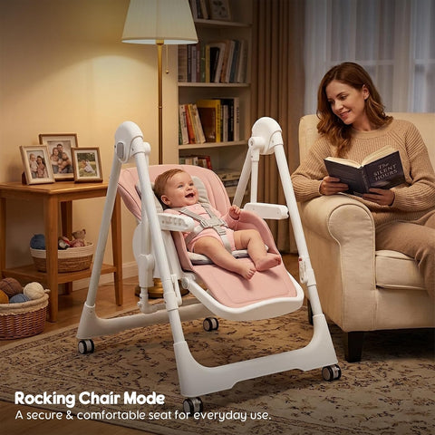 Foldable High Chairs for Babies and Toddlers Convert to Baby Rocker