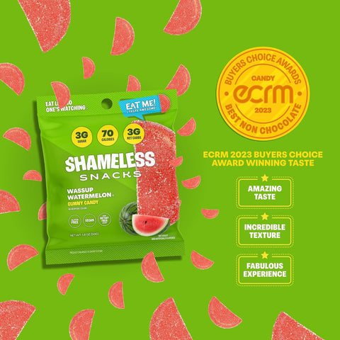 Shameless Snacks Wassup Watermelon Gummy Candy & Fruit Snacks - 3g Sugar