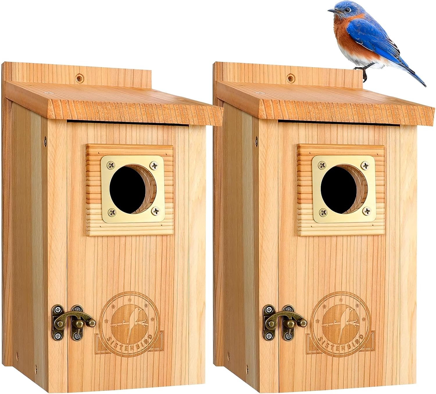 SISTERBIRD 2 Pack Bluebird Houses for Outside, Warming Gifts Bluebird House