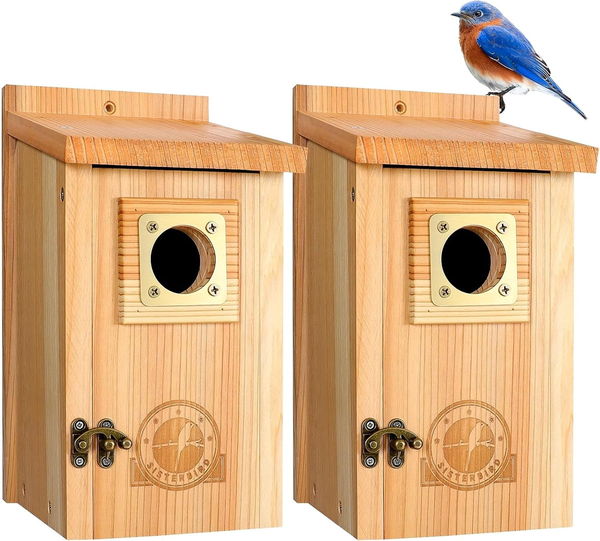 SISTERBIRD 2 Pack Bluebird Houses for Outside, Warming Gifts Bluebird House