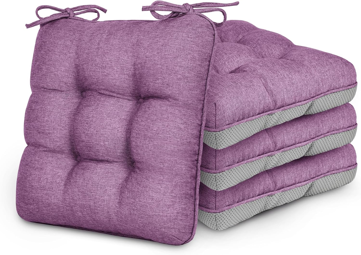 Love's cabin Memory Foam Chair Cushions Set of 4, 19 Inch, Light Purple