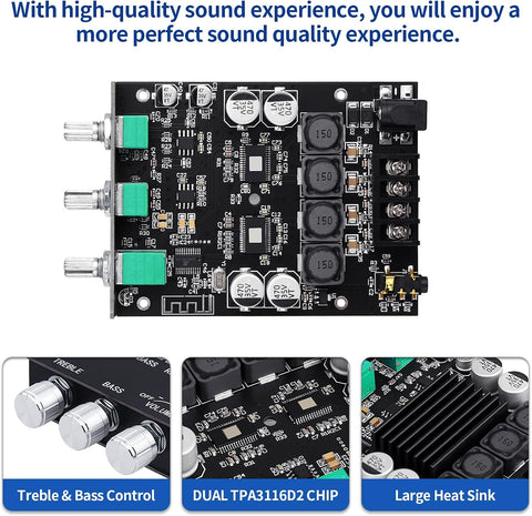 ZK-1002T RPO 2.0 Channel Bluetooth 5.0 Amplifier Board 200W AMP