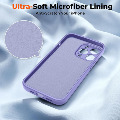 SUPFINE Designed for iPhone 13 Pro Case,Premium Liquid Silicone with [Soft Anti-Scratch Microfiber Lining][Upgraded Camera Protection] Slim Shockproof Phone Case for Men Women Girls,Light Purple