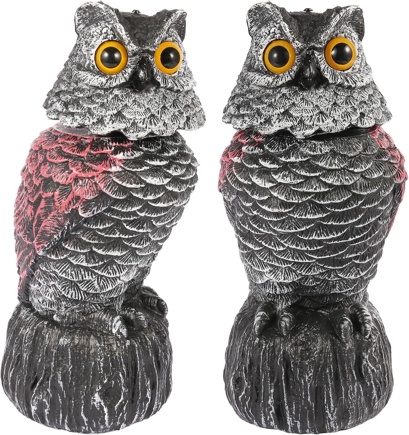 Owl Decoys to Scare Birds Away, 2 Pack BobbleHead Fake Owls Plastic Scarecrow Bird Deterrent, Nature Enemy Scarecrow Plastic Owl Statues, Garden Decor Statues for outside, Patio, Lawn, Yard Decoration