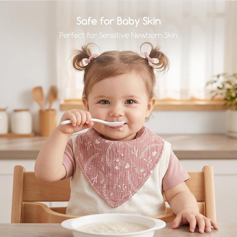 8 Pack Muslin Baby Bandana Bibs for Drooling and Teething