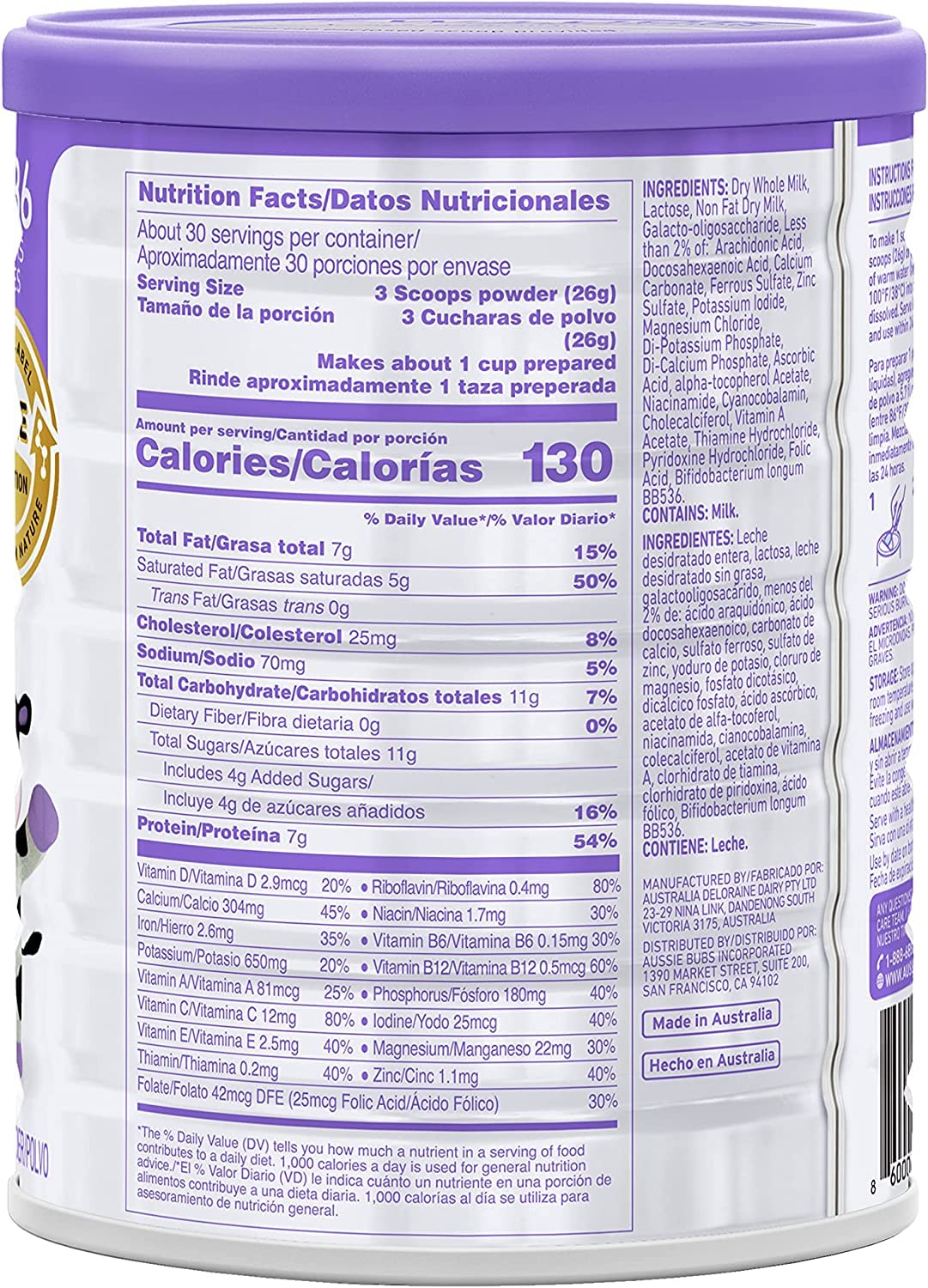 Bubs Grass Fed Nutritional Milk-Based Toddler Formula, Made with Non-GMO Cow's Milk, for Kids 12-36 months, 28.2 oz (Pack of 3)