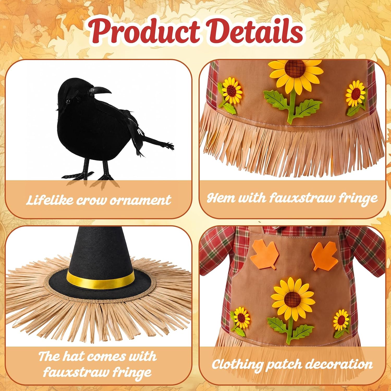 Scarecrow Porch Goose Outfit for 23 Inch Statue Goose, Fall Yard Decor