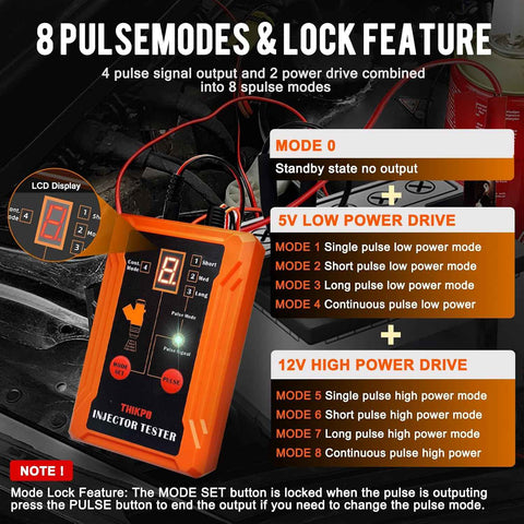 Universal Fuel Injector Tester and Cleaner Tool Kit, DIY Cleaning Tool Kit, 8 Pulse Modes, 4 Wire Dual Channel for 2 Fuel Injectors, 8 Size Cleaning Adapters, 12V/5V Drive