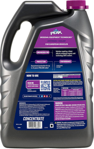 PEAK OET Extended Life Violet Concentrate Antifreeze/Coolant for European Vehicles, 1 Gal.