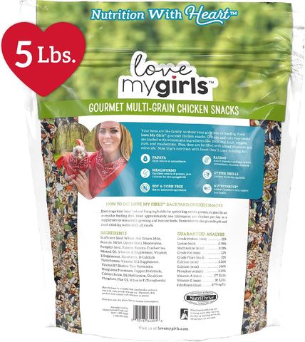 Love My Girls 5lb Chicken Snacks - Gourmet Fruit & Mealworms Bird Treats