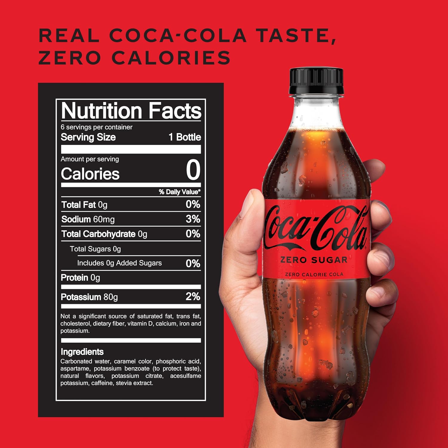 Coca-Cola Zero Sugar Soda Soft Drink Bottles, 16.9 fl oz, 6 Pack