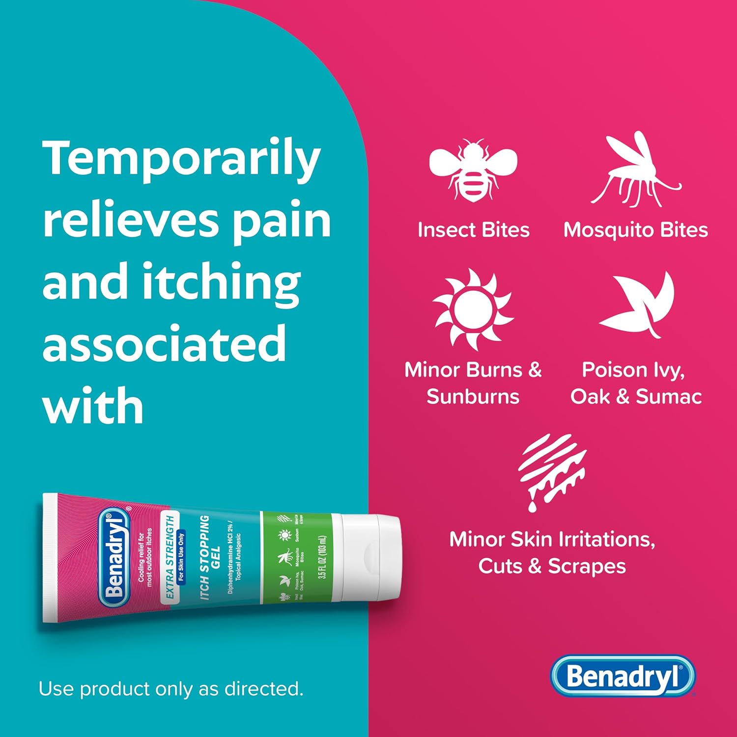 Benadryl Itch Relief Gel Extra Strength, 2% Diphenhydramine HCl, 3.5 fl. Oz