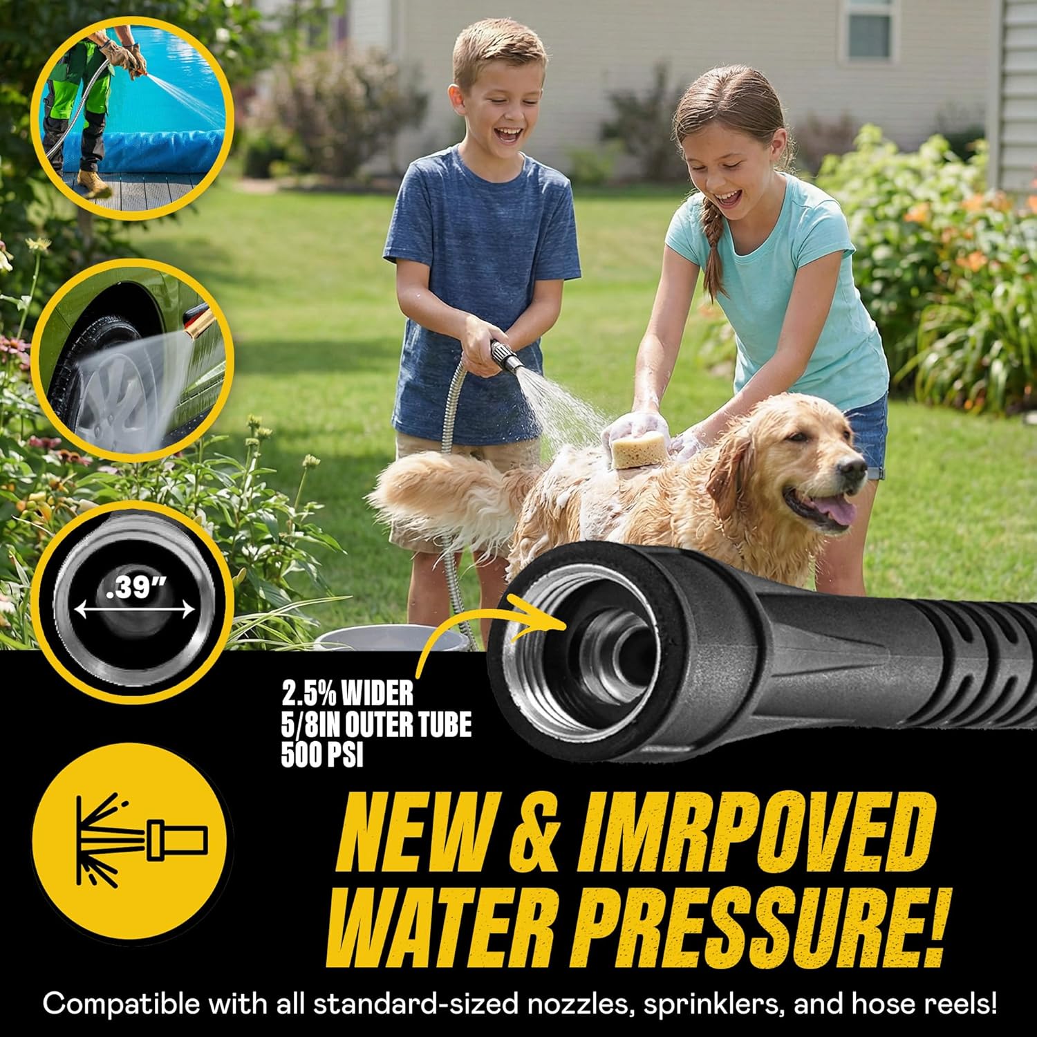 BIONIC STEEL 25 Ft Metal Garden Hose with Sprayer Nozzle