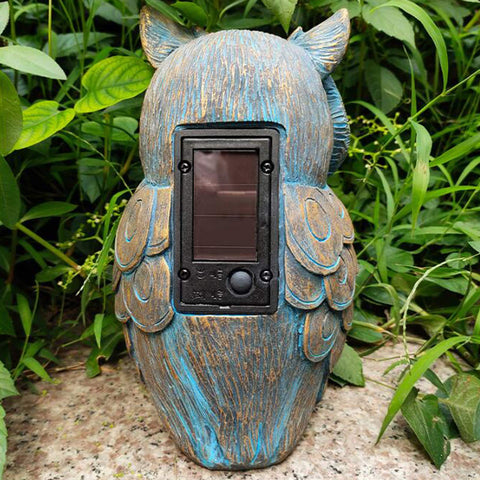 Cute Owl Shaped Solar Lights, Outdoor Decorative Garden Lights with LED Eyes, Animal Solar Garden Lights with Switch Decorative Led Solar Light for Patio, Lawn, Yard(Grey)