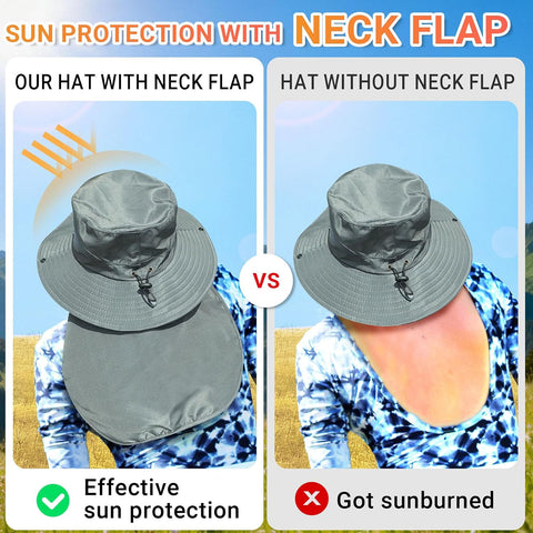 NPQQUAN Sun Hats for Men Women with Neck Flap UPF 50+ UV Protection