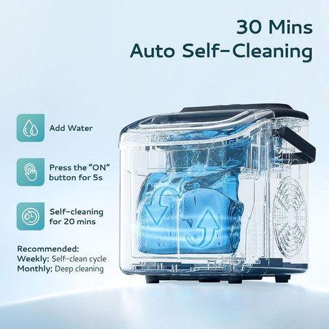 EKOJUCE Countertop Portable Ice Maker Machine, 26 Lbs/Day, Ice in 6 Minutes