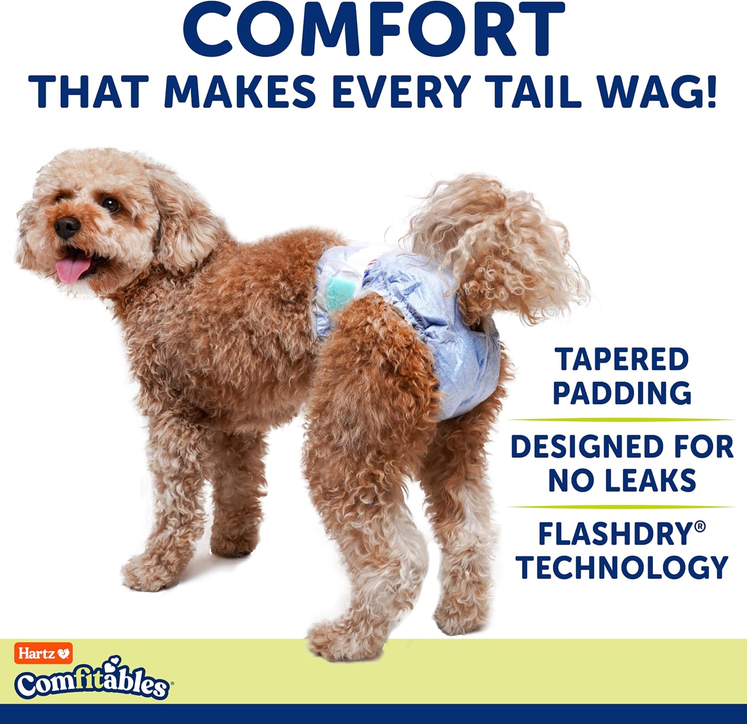 Hartz Comfitables Disposable Dog Diapers, Size Medium 12 Count, Comfortable & Secure Fit, Easy to Put On, Super Absorbent Male and Female Diaper