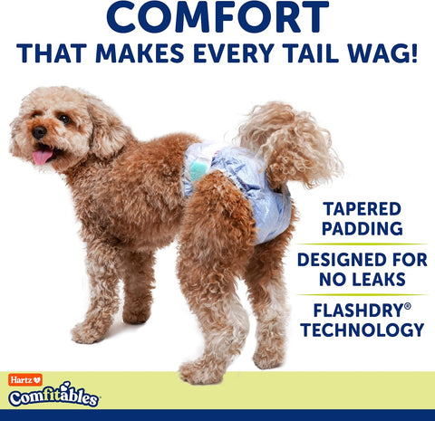 Hartz Comfitables Disposable Dog Diapers, Size Medium 12 Count, Comfortable & Secure Fit, Easy to Put On, Super Absorbent Male and Female Diaper