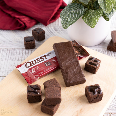 Quest Nutrition Chocolate Brownie Protein Bar, 20g Protein, 1g Sugar, 4g Net Carb, Gluten Free, Gluten Free, 12 Count