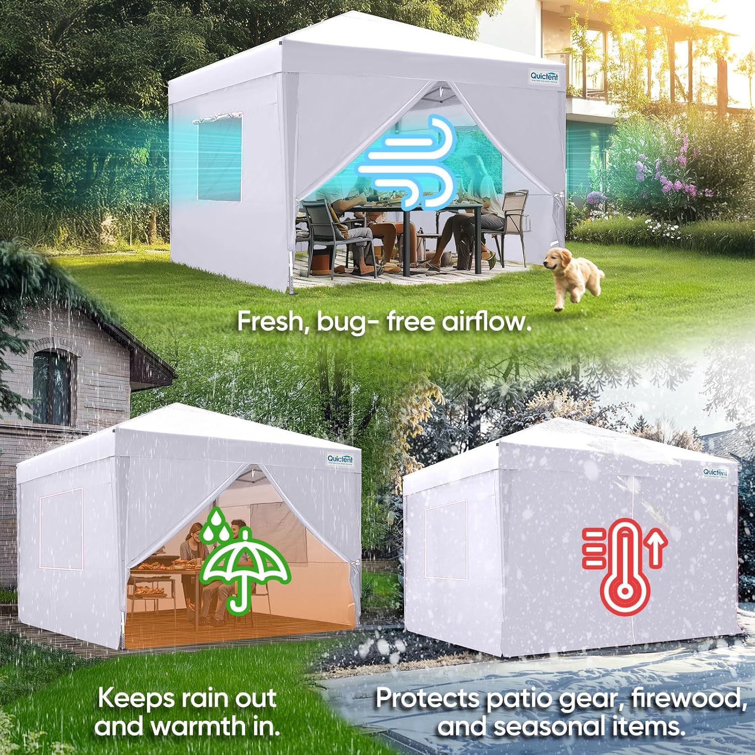 Quictent Privacy 10x10 Pop Up Canopy with 4 Sidewalls & Mesh Windows