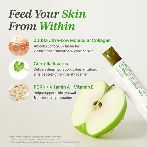 FOODOLOGY Coleology Centella Jelly Collagen Peptide, Gree Apple, 10 Sticks