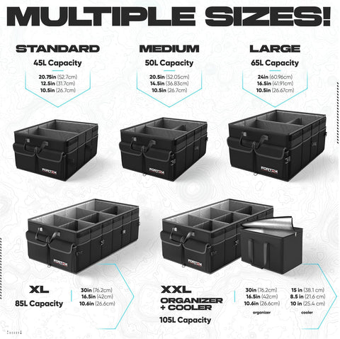 FORTEM Trunk Organizer - Foldable Car Organizer & Storage for SUVs & Trucks