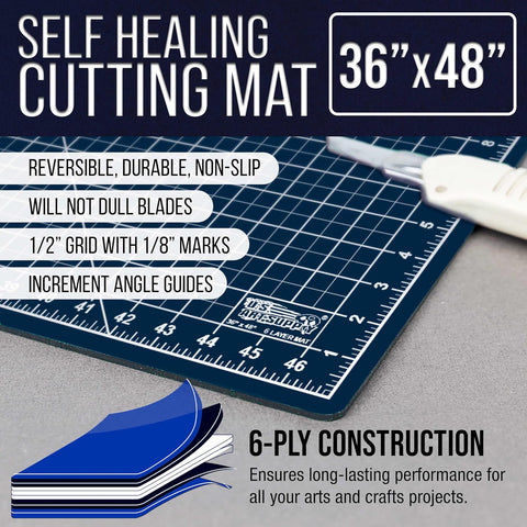 U.S. Art Supply 36"x48" Self-Healing Cutting Mat 6-Ply White/Blue