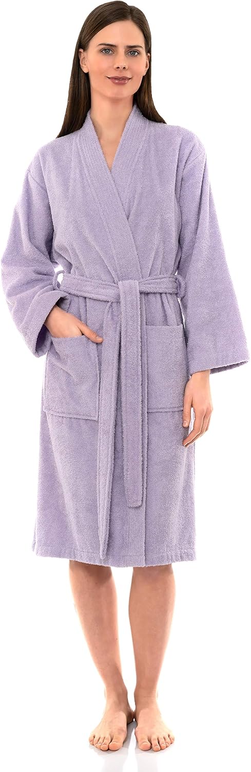 TowelSelections Womens Robe Cotton Kimono Bathrobe for Women Knee Length Terry Cloth Towel Robes for Women XS to 4X