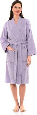 TowelSelections Womens Robe Cotton Kimono Bathrobe for Women Knee Length Terry Cloth Towel Robes for Women XS to 4X