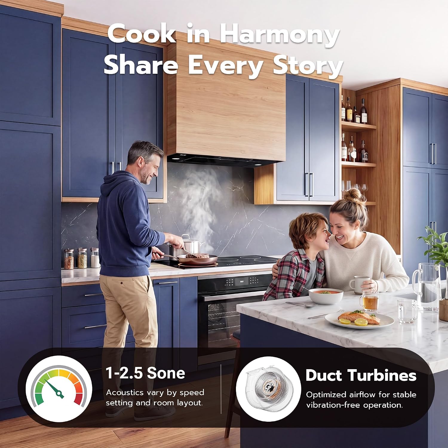 36" Range Hood Insert, 900 CFM Ducted/Ductless Black Range Hood
