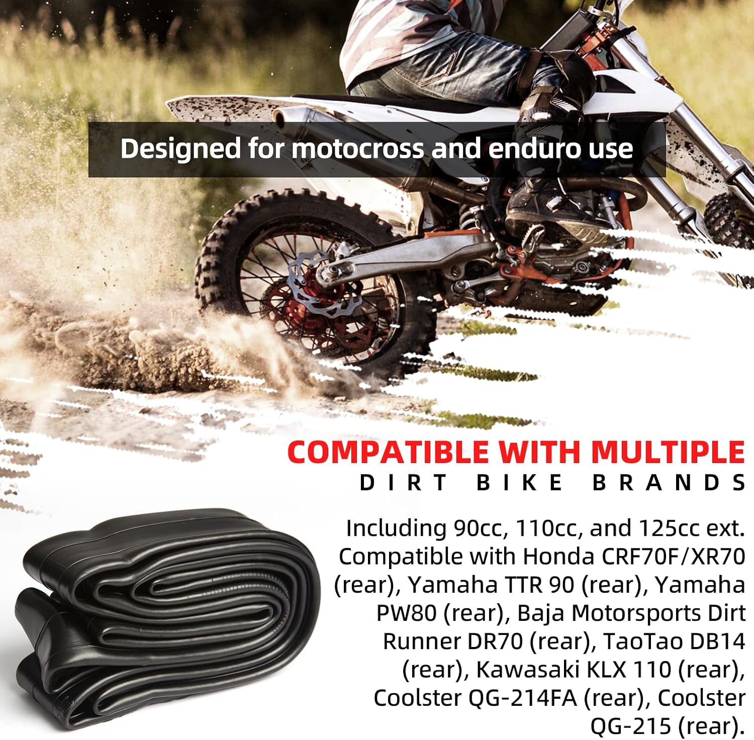 AR-PRO 2.75/3.00-12" (80/100-12) Dirt Bike Inner Tubes, Heavy Duty Motorcycle Inner Tube with TR4 Straight Valve, Compatible with Honda CRF70F/XR70, Yamaha TTR 90, Kawasaki, and More (1-Pack)