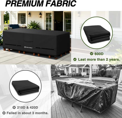 Porch Shield Waterproof Rectangular Patio Table Cover 84 x 56 inch, Black