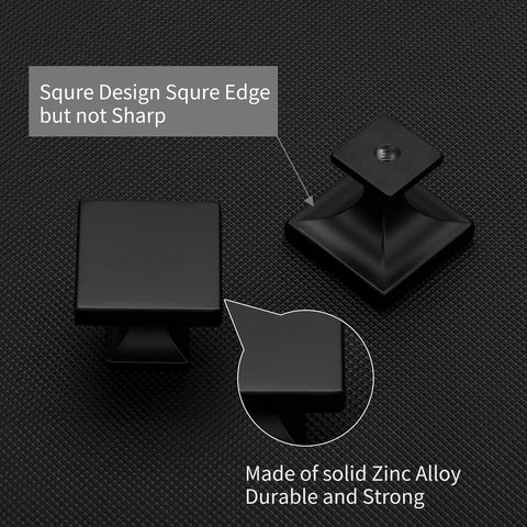 homdiy Black Cabinet Knobs 30 Pack Matte Black Square Cabinet Knobs